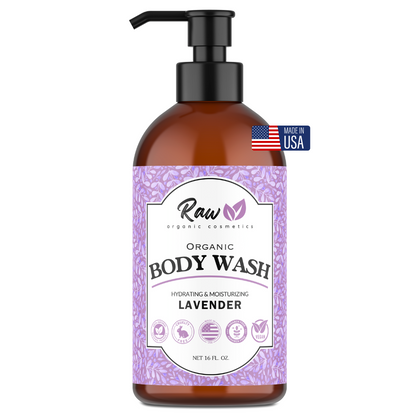 Organic Body Wash Lavender Scent - All Natural Body Wash With Shea Butter - Made in USA, 16 oz