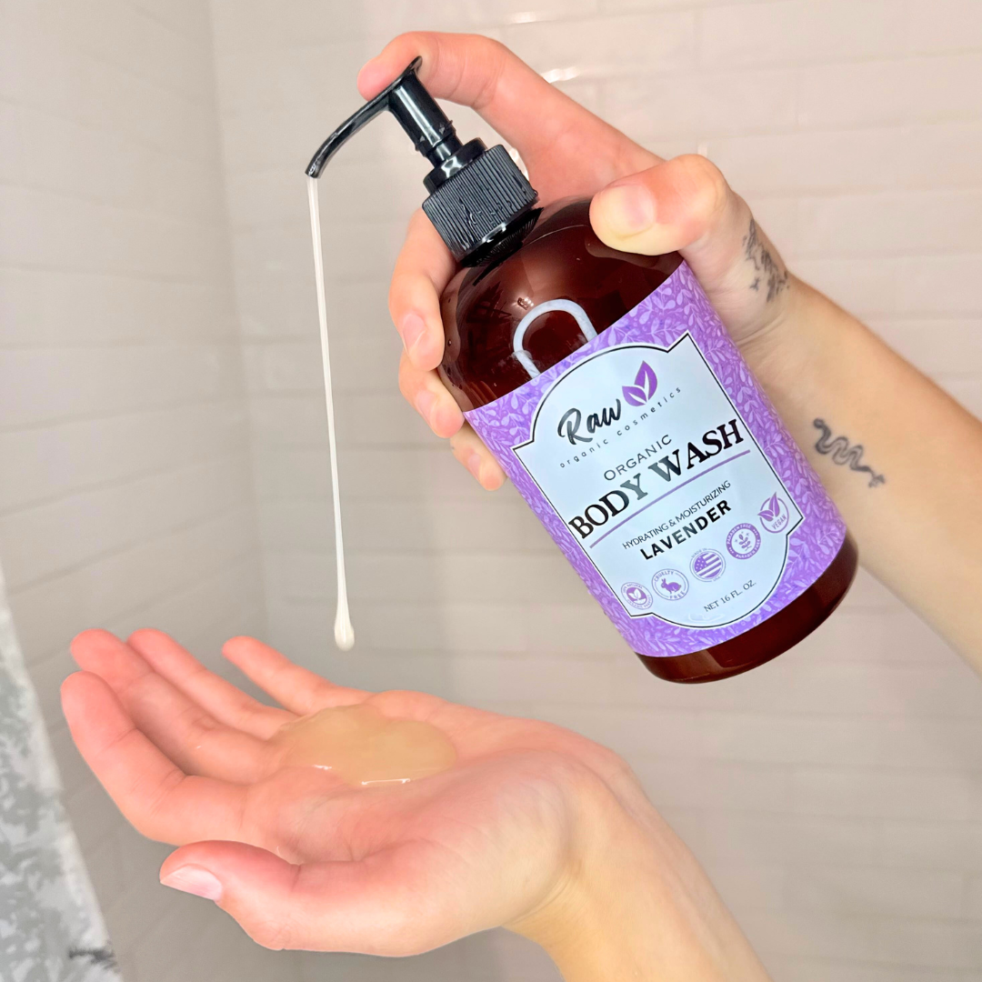 Organic Body Wash Lavender Scent - All Natural Body Wash With Shea Butter - Made in USA, 16 oz